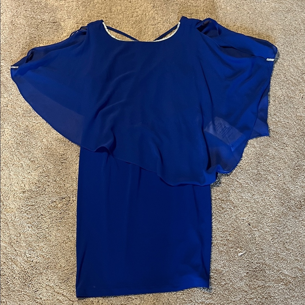 Macy's Elegant Asymmetrical Blue Dress